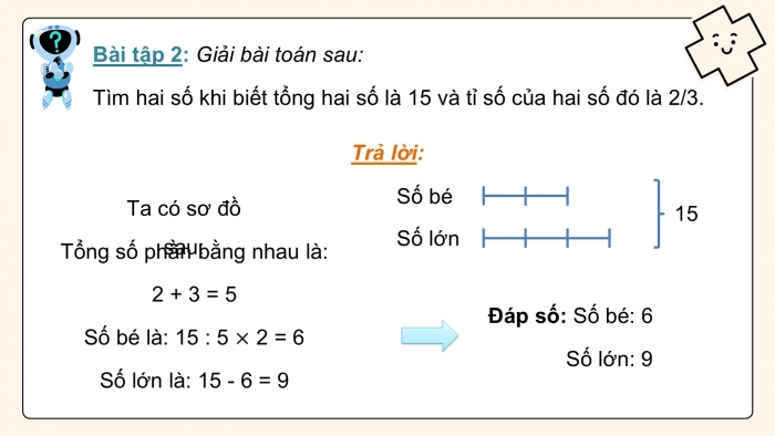 Giáo án PPT dạy thêm Toán 5 Kết nối bài 38: Tìm hai số khi biết tổng và tỉ số của hai số đó