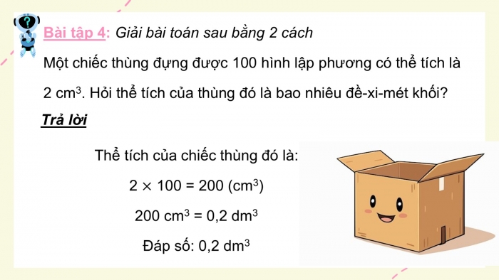 Giáo án PPT dạy thêm Toán 5 Kết nối bài 46: Xăng-ti-mét khối. Đề-xi-mét khối