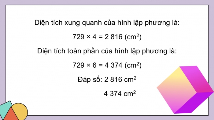 Giáo án PPT dạy thêm Toán 5 Kết nối bài 51: Diện tích xung quanh và diện tích toàn phần của hình lập phương