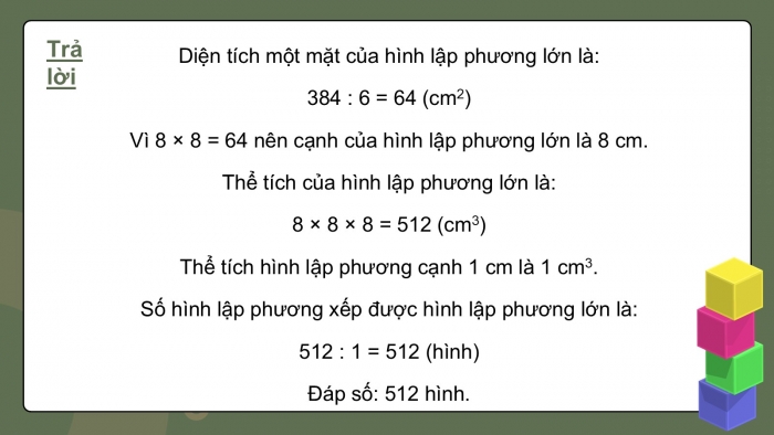 Giáo án PPT dạy thêm Toán 5 Kết nối bài 53: Thể tích của hình lập phương