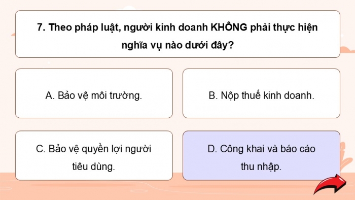 Giáo án điện tử Công dân 9 kết nối Bài 10: Quyền tự do kinh doanh và nghĩa vụ nộp thuế (P2)