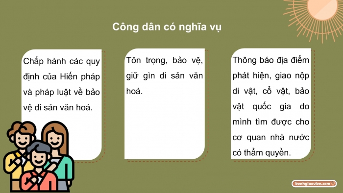 Giáo án điện tử Kinh tế pháp luật 12 kết nối Bài 13: Quyền và nghĩa vụ của công dân trong bảo vệ di sản văn hoá, môi trường và tài nguyên thiên nhiên