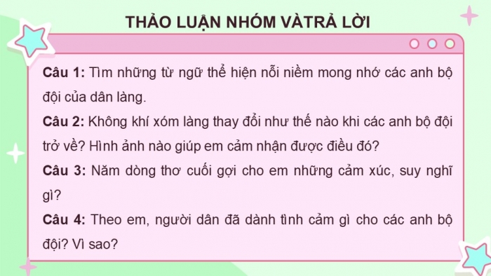 Giáo án điện tử Tiếng Việt 5 kết nối Bài 22: Bộ đội về làng