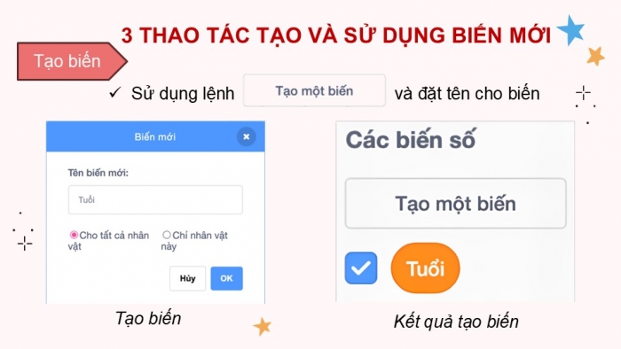 Giáo án điện tử Tin học 5 kết nối Bài 14: Sử dụng biến trong chương trình