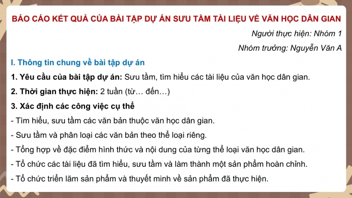 Giáo án PPT dạy thêm Ngữ văn 12 Kết nối bài 6: Viết báo cáo kết quả của bài tập dự án