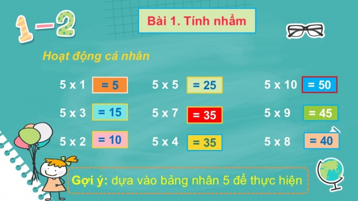 Giáo án PPT Toán 2 chân trời bài Bảng nhân 5