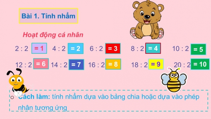 Giáo án PPT Toán 2 chân trời bài Bảng chia 2