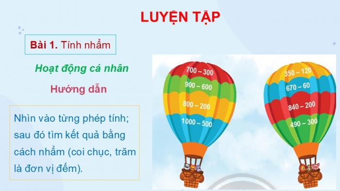 Giáo án PPT Toán 2 chân trời bài Phép trừ không nhớ trong phạm vi 1 000