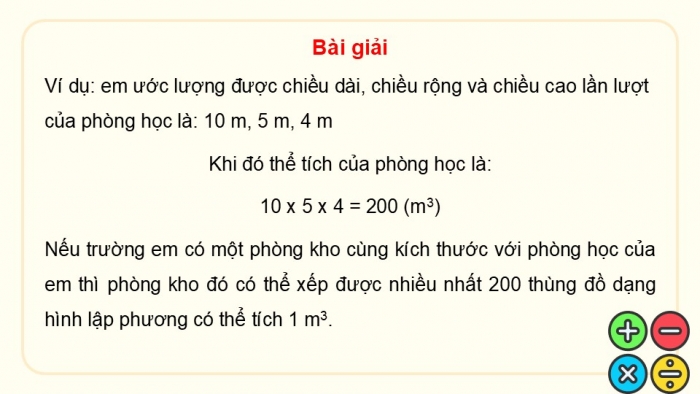 Giáo án điện tử Toán 5 kết nối Bài 54: Thực hành tính toán và ước lượng thể tích một số hình khối