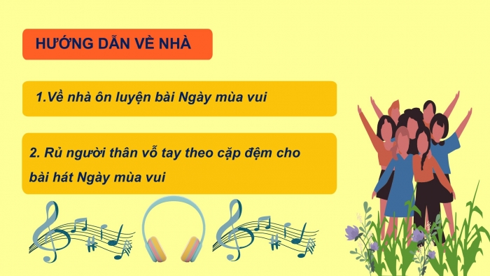 Giáo án PPT Âm nhạc 2 cánh diều Tiết 1: Hát Ngày mùa vui, Vận dụng – Sáng tạo Vỗ tay theo cặp đệm cho bài hát Ngày mùa vui