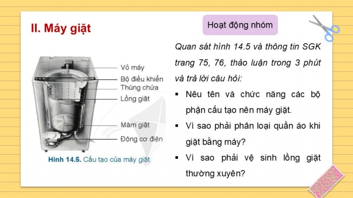 Giáo án PPT Công nghệ 6 cánh diều Bài 14: Quạt điện và máy giặt