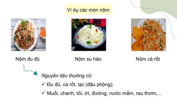 Giáo án điện tử Công nghệ 9 Chế biến thực phẩm Kết nối Bài 7: Chế biến thực phẩm không sử dụng nhiệt