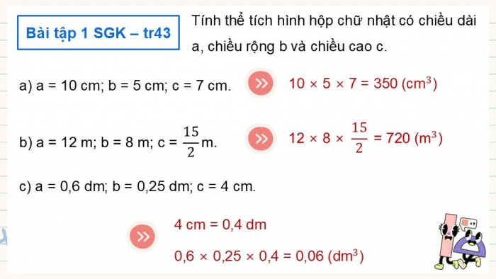 Giáo án điện tử Toán 5 chân trời Bài 73: Thể tích hình hộp chữ nhật