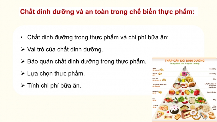 Giáo án điện tử Công nghệ 9 Chế biến thực phẩm Cánh diều Bài Ôn tập