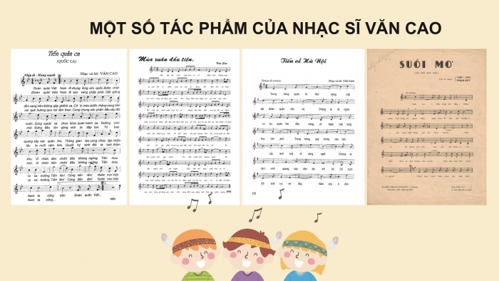 Giáo án PPT Âm nhạc 6 cánh diều Tiết 2: Ôn tập bài hát Mùa xuân em tới trường, kết hợp gõ đệm bằng nhạc cụ gõ và động tác cơ thể, Nghe bài hát Mùa xuân đầu tiên, Nhạc sĩ Văn Cao