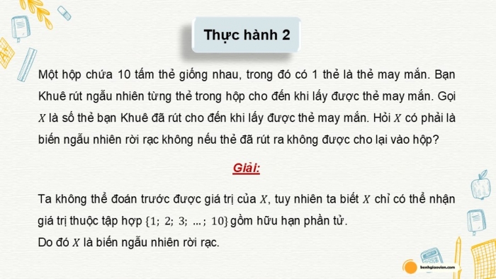 Giáo án điện tử chuyên đề Toán 12 chân trời Bài 1: Biến ngẫu nhiên rời rạc