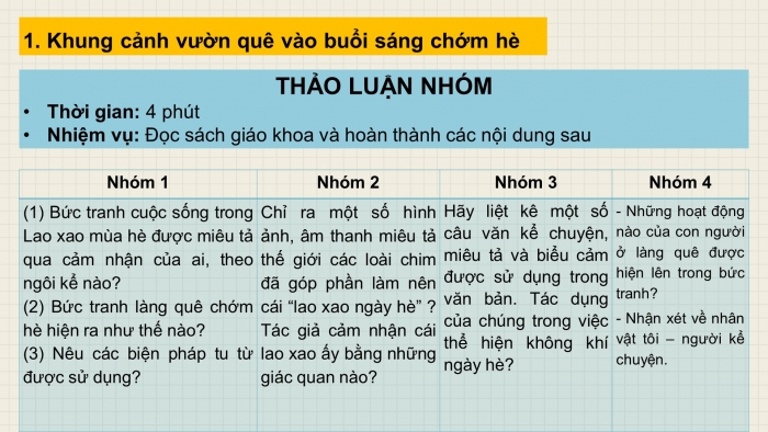 Giáo án PPT Ngữ văn 6 chân trời Bài 5: Lao xao ngày hè