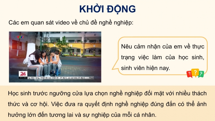 Giáo án điện tử Hoạt động trải nghiệm 12 cánh diều Chủ đề 7: Thị trường lao động và nghề nghiệp trong xã hội hiện đại (P1)