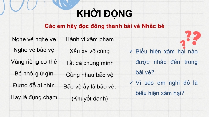 Giáo án điện tử Đạo đức 5 chân trời Bài 10: Em nhận diện biểu hiện xâm hại