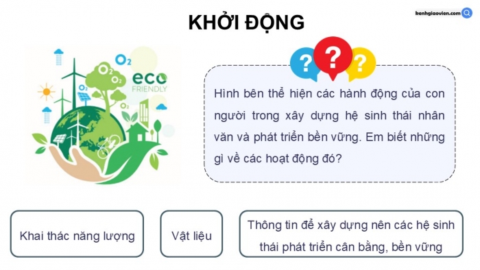 Giáo án điện tử chuyên đề Sinh học 12 kết nối Bài 8: Khái niệm và giá trị của sinh thái nhân văn trong phát triển bền vững