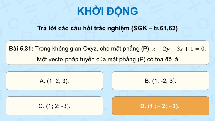 Giáo án điện tử Toán 12 kết nối Bài tập cuối chương V