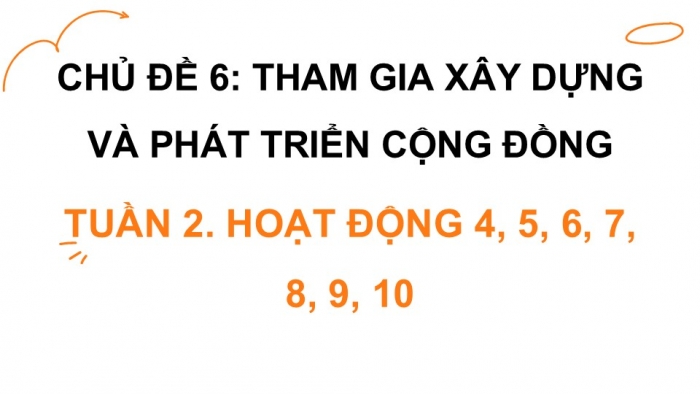 Giáo án điện tử Hoạt động trải nghiệm 12 chân trời bản 1 Chủ đề 6: Tham gia xây dựng và phát triển cộng đồng (P2)