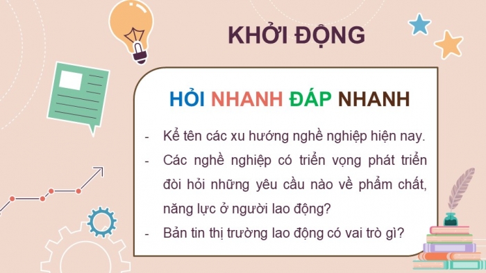 Giáo án điện tử Hoạt động trải nghiệm 12 chân trời bản 1 Chủ đề 7: Xu hướng phát triển nghề nghiệp và thị trường lao động (P1)