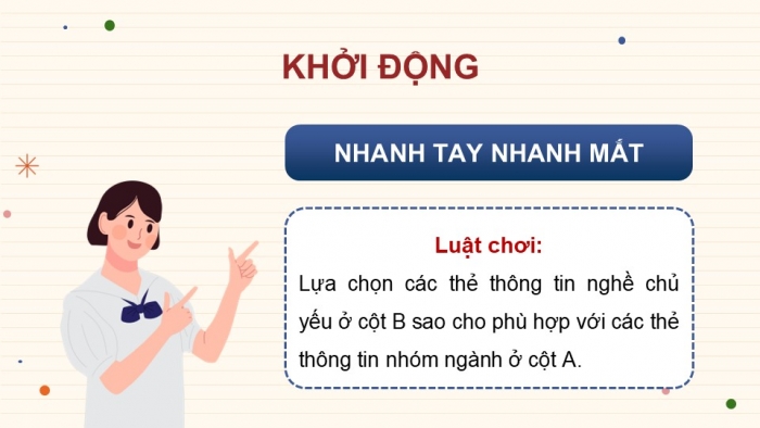 Giáo án điện tử Mĩ thuật 9 kết nối Bài 16: Đặc trưng của ngành, nghề liên quan đến mĩ thuật ứng dụng