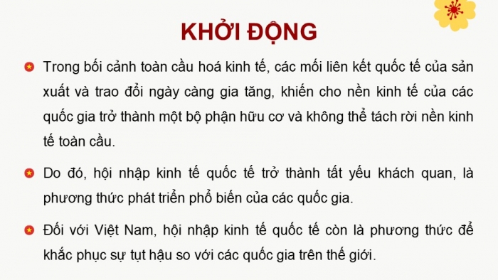 Giáo án điện tử chuyên đề Kinh tế pháp luật 12 cánh diều CĐ 3: Việt Nam trong tiến trình hội nhập kinh tế quốc tế