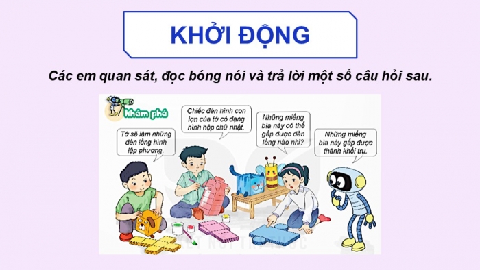 Giáo án điện tử Toán 5 kết nối Bài 49: Hình khai triển của hình lập phương, hình hộp chữ nhật và hình trụ