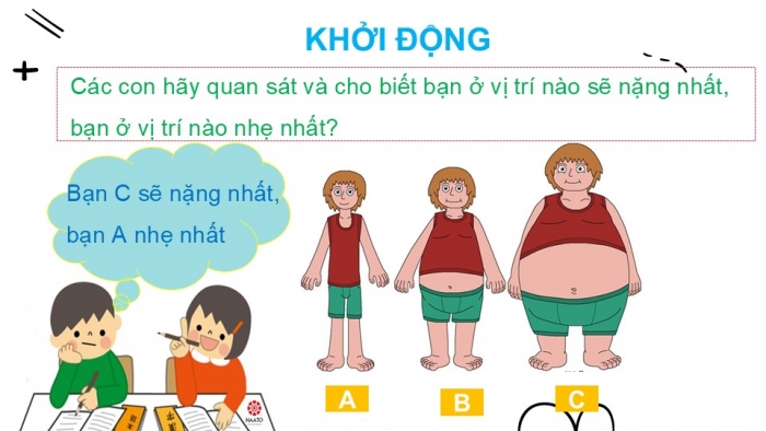 Giáo án PPT Toán 2 chân trời bài Nặng hơn, nhẹ hơn