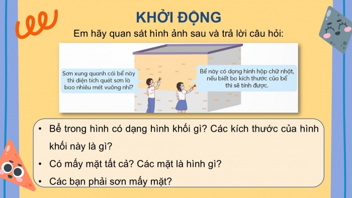 Giáo án điện tử Toán 5 chân trời Bài 65: Diện tích xung quanh và diện tích toàn phần của hình hộp chữ nhật