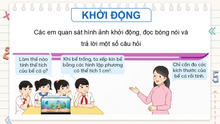 Giáo án điện tử Toán 5 chân trời Bài 73: Thể tích hình hộp chữ nhật