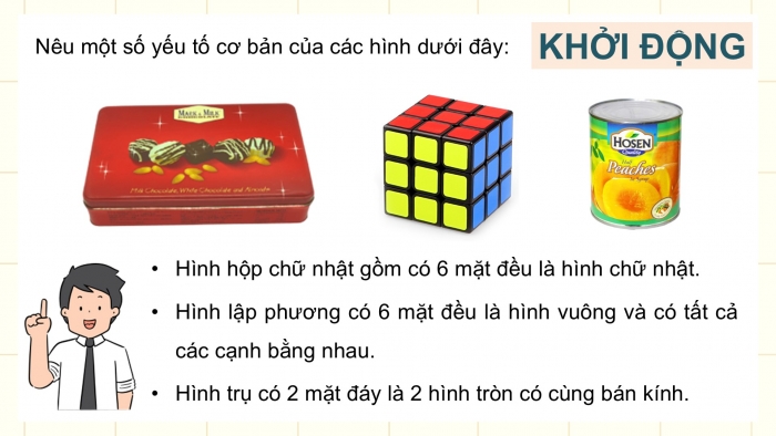 Giáo án điện tử Toán 5 cánh diều Bài 59: Hình khai triển của hình hộp chữ nhật, hình lập phương, hình trụ