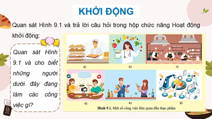 Giáo án điện tử Công nghệ 9 Chế biến thực phẩm Cánh diều Bài 9: Một số ngành nghề liên quan đến chế biến thực phẩm