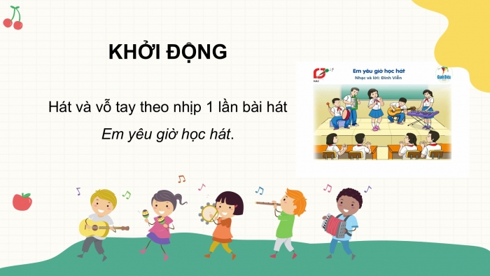 Giáo án PPT Âm nhạc 6 cánh diều Tiết 2: Luyện đọc gam Đô trưởng, Bài đọc nhạc số 1, Ôn tập bài hát Em yêu giờ học hát, kết hợp gõ đệm bằng nhạc cụ gõ và động tác cơ thể