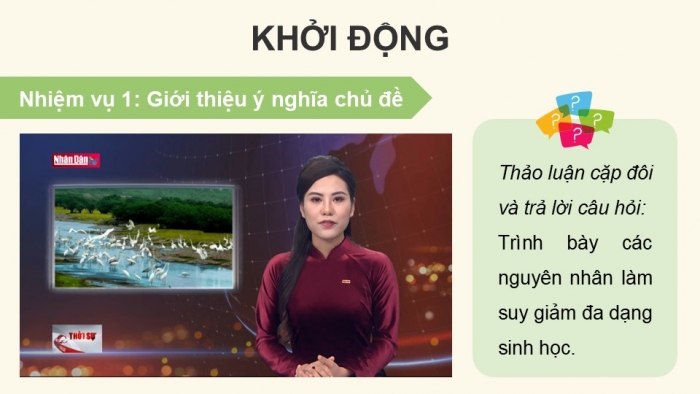 Giáo án điện tử Hoạt động trải nghiệm 12 chân trời bản 2 Chủ đề 6: Bảo tồn động vật, thực vật và cảnh quan thiên nhiên (P1)