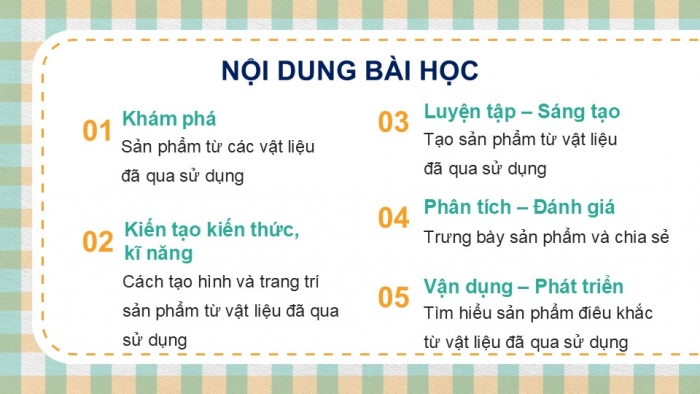 Giáo án PPT Mĩ thuật 6 chân trời Bài 1: Sản phẩm từ vật liệu đã qua sử dụng