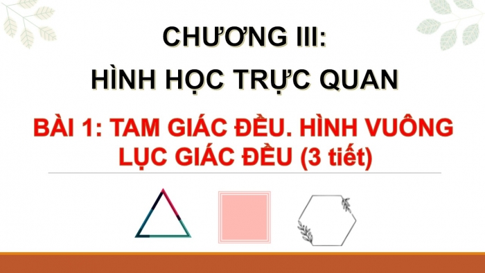 Giáo án PPT Toán 6 cánh diều Bài 1: Tam giác đều. Hình vuông. Lục giác đều