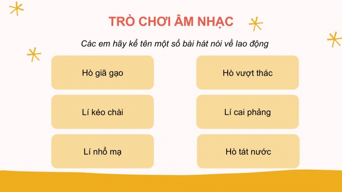 Giáo án PPT Âm nhạc 6 chân trời Tiết 19: Bài hát Hò ba lí, Nhạc cụ thể hiện tiết tấu Bài thực hành số 4