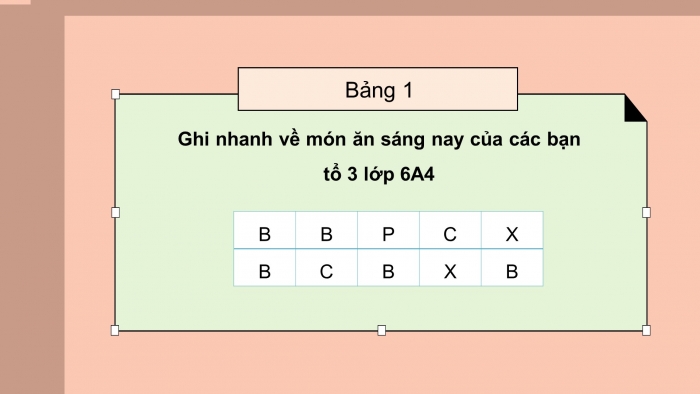 Giáo án PPT Toán 6 chân trời Bài 2: Biểu diễn dữ liệu trên bảng