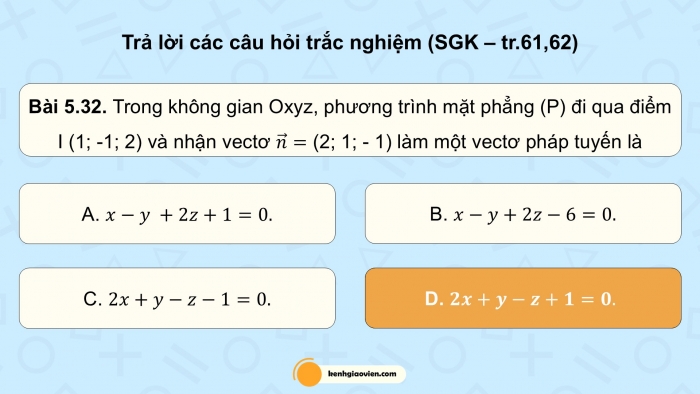 Giáo án điện tử Toán 12 kết nối Bài tập cuối chương V