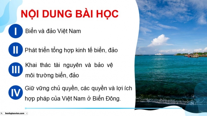 Giáo án điện tử Địa lí 9 kết nối Bài 22: Phát triển tổng hợp kinh tế và bảo vệ tài nguyên, môi trường biển đảo (P2)