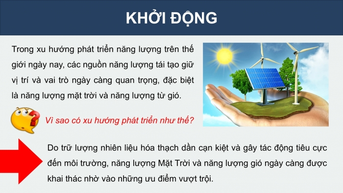 Giáo án điện tử KHTN 9 chân trời - Phân môn Vật lí Bài 15: Năng lượng tái tạo