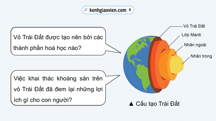 Giáo án điện tử KHTN 9 chân trời - Phân môn Hoá học Bài 31: Sơ lược về hóa học vỏ Trái Đất và khai thác tài nguyên từ vỏ Trái Đất