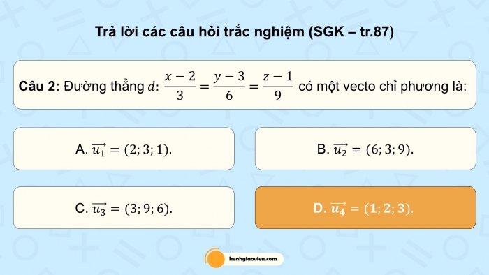 Giáo án điện tử Toán 12 cánh diều Bài tập cuối chương V