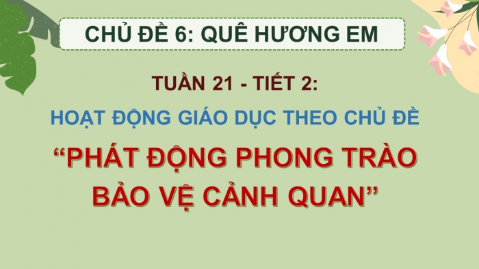 Giáo án PPT HĐTN 2 cánh diều Chủ đề 6 Tuần 21