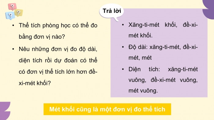 Giáo án điện tử Toán 5 chân trời Bài 72: Mét khối