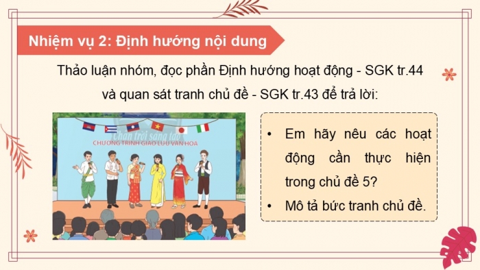 Giáo án điện tử Hoạt động trải nghiệm 12 chân trời bản 2 Chủ đề 5: Phát triển cộng đồng đoàn kết và bền vững (P1)