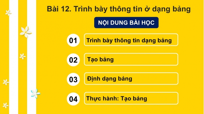 Giáo án PPT Tin học 6 kết nối Bài 12: Trình bày thông tin ở dạng bảng